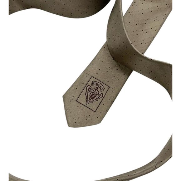 GUCCI Men's 100% Silk Necktie LUXURY Tie Brown Geometric W:3.7" EUC - Picture 3 of 5